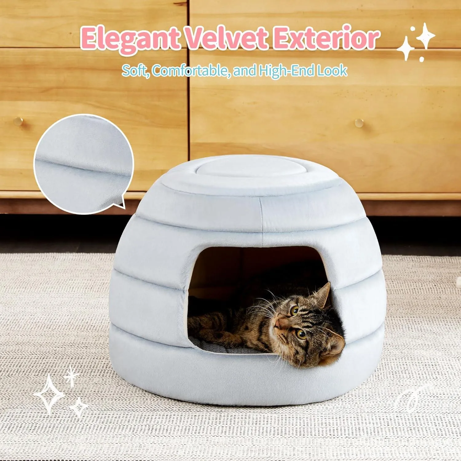 2-in-1 Foldable Cat Houses with Removable & Washable Cushion