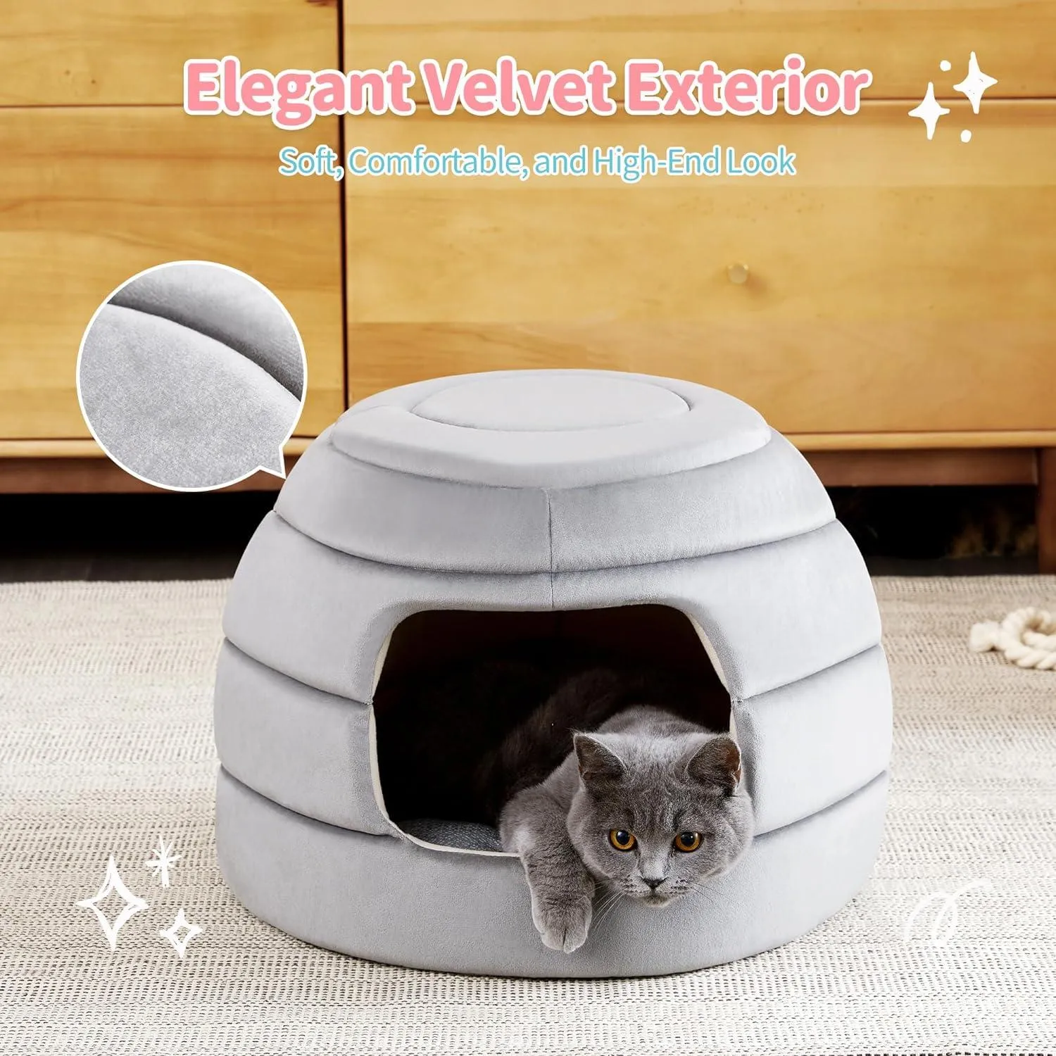 2-in-1 Foldable Cat Houses with Removable & Washable Cushion