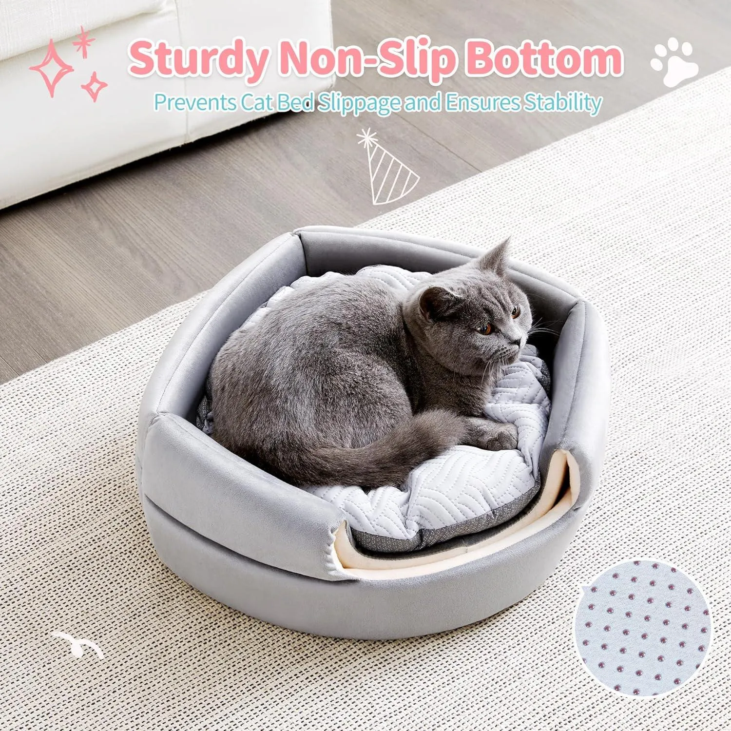 2-in-1 Foldable Cat Houses with Removable & Washable Cushion