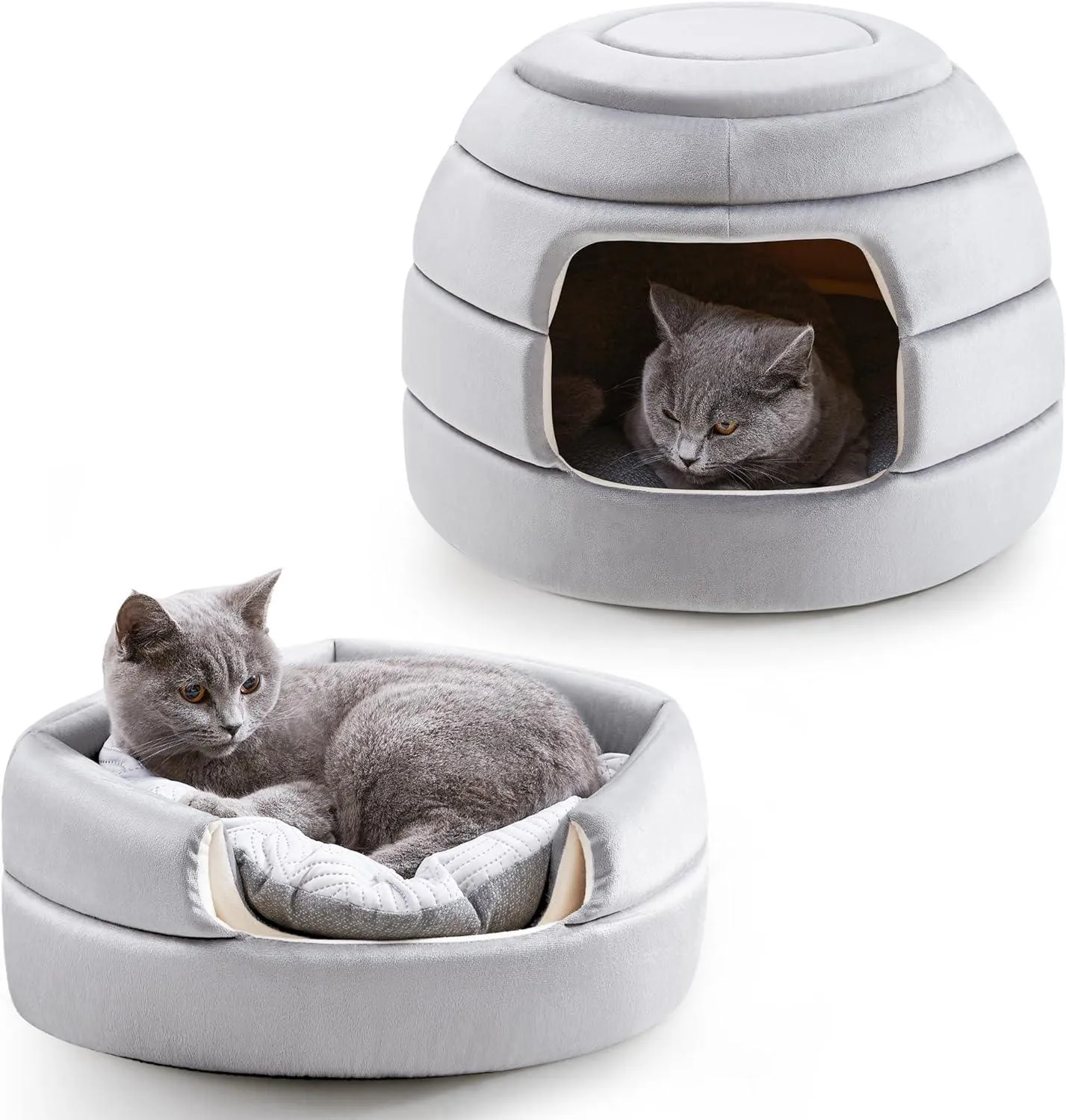 2-in-1 Foldable Cat Houses with Removable & Washable Cushion