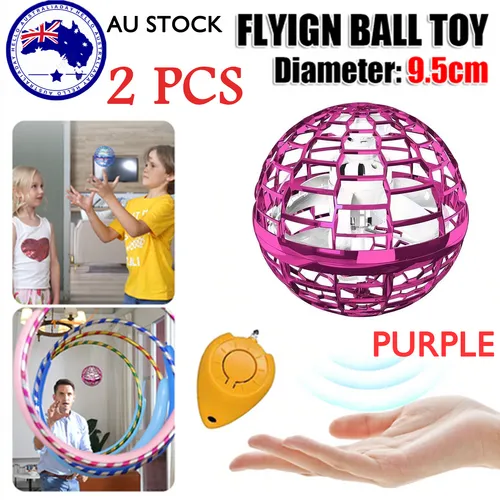 2pcs PURPLE Flying Ball Mini Hand UFO Toys | Drone Helicopter Hover Quadcopter | Kids Toys Gifts