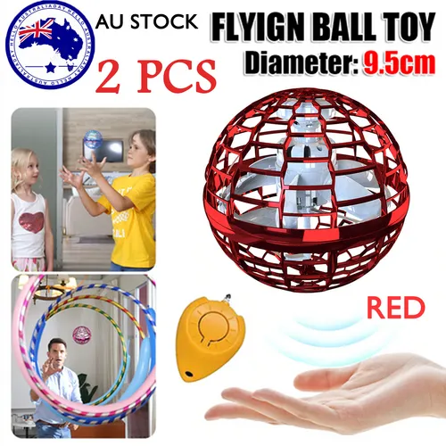2PCS RED Flying Ball Mini Hand UFO Toys | Drone Helicopter Hover Quadcopter | Kids Toys Gifts