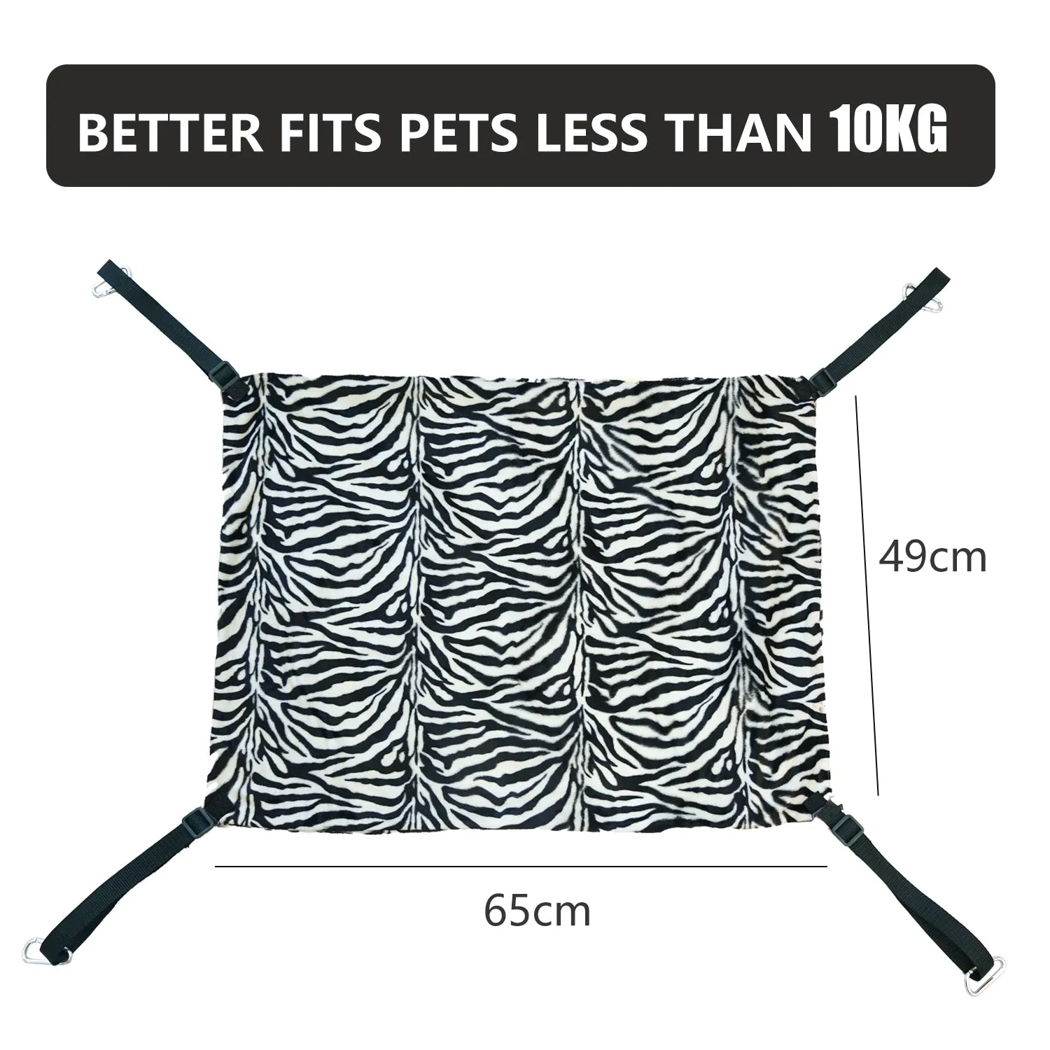 Adjustable Cat Hammock Bed Swinging Hanging Warm Fleece - Zebra Stripe
