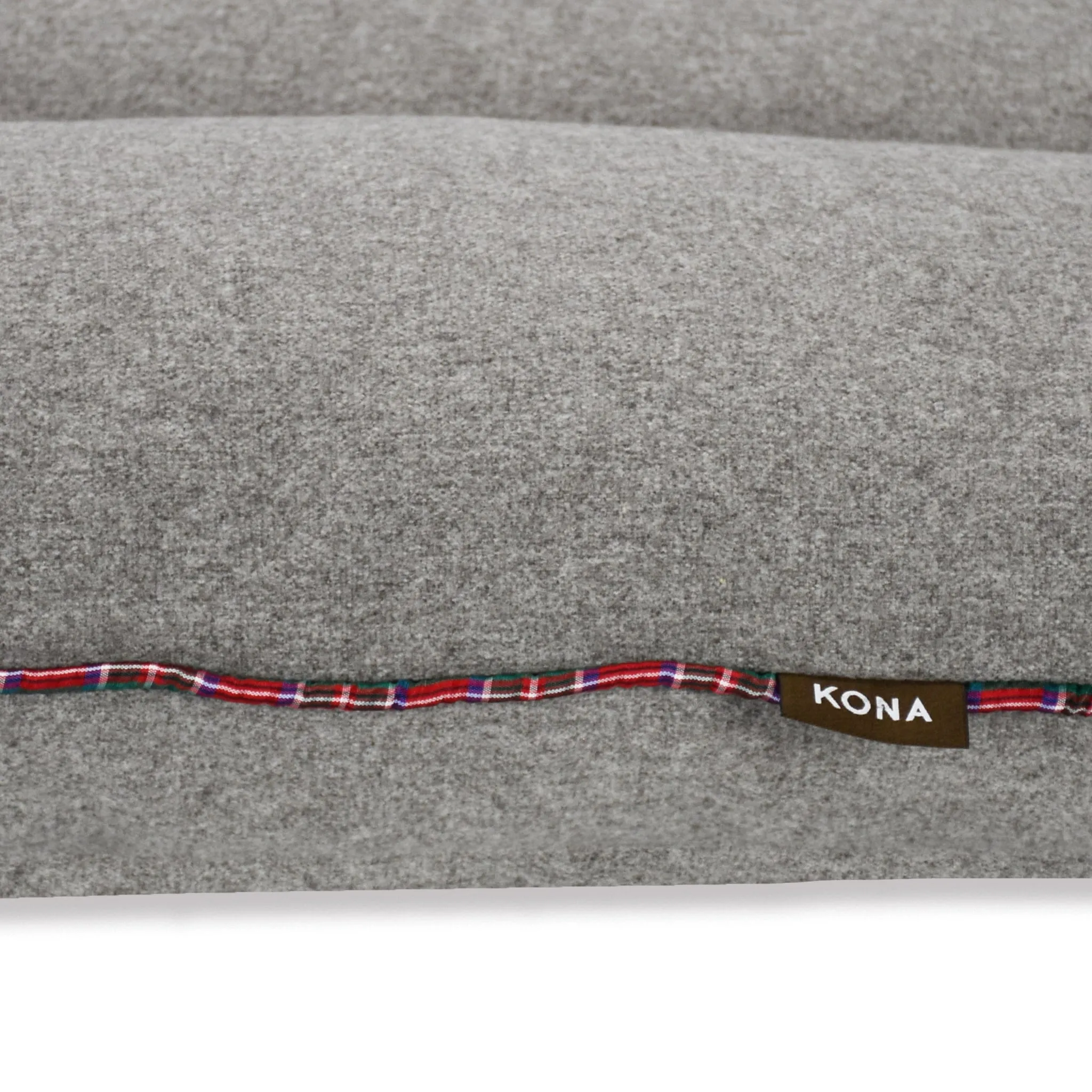 Christmas Doggy Décor Bed Set - Grey Flannel with Red Royal Stewart Tartan Holiday Trim