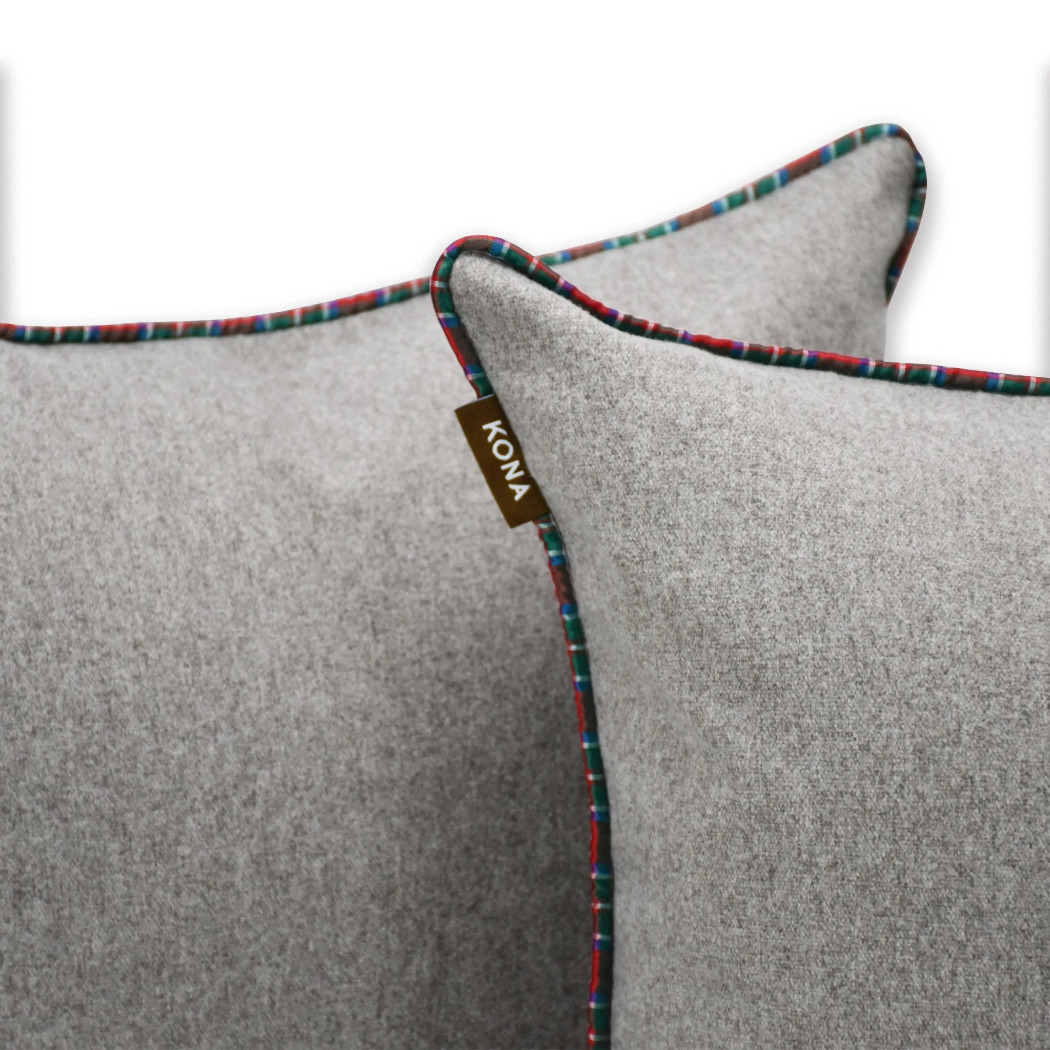 Christmas Doggy Décor Bed Set - Grey Flannel with Red Royal Stewart Tartan Holiday Trim