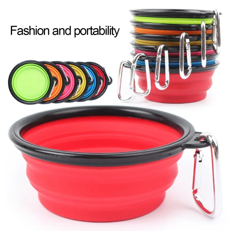 Compact Silicone Travel Pet Bowl - Foldable Feeding Dish for Puppies, Random Color Selection, 13cm Diameter