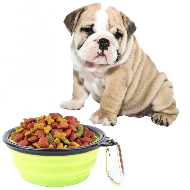 Compact Silicone Travel Pet Bowl - Foldable Feeding Dish for Puppies, Random Color Selection, 13cm Diameter