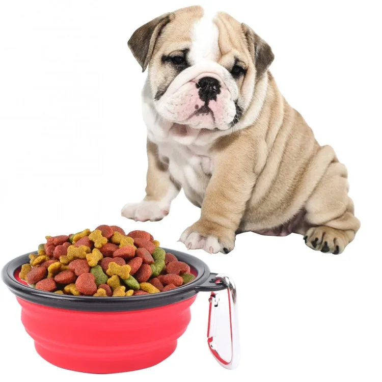 Compact Silicone Travel Pet Bowl - Foldable Feeding Dish for Puppies, Random Color Selection, 13cm Diameter