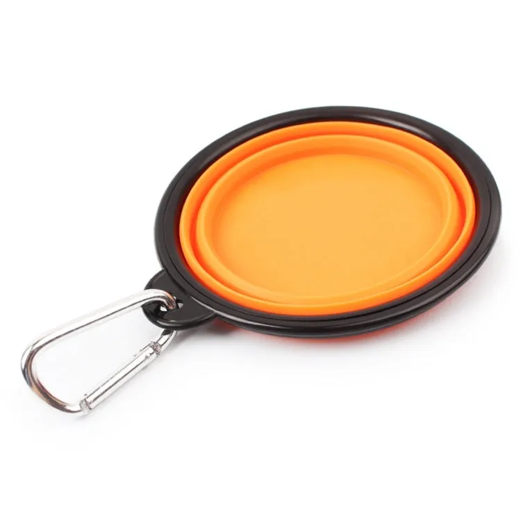 Compact Silicone Travel Pet Bowl - Foldable Feeding Dish for Puppies, Random Color Selection, 13cm Diameter