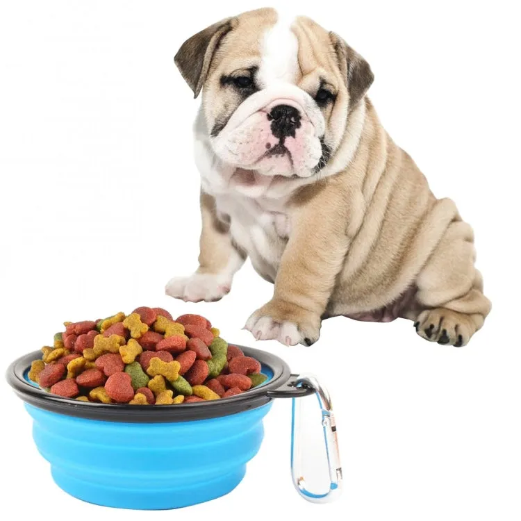 Compact Silicone Travel Pet Bowl - Foldable Feeding Dish for Puppies, Random Color Selection, 13cm Diameter
