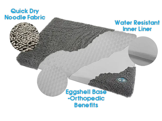 Gorpets | Dog Drying Bed | Grey Noodle Mat