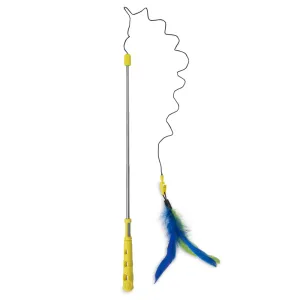 JW Flutter Ee Feathers Telescopic Wand Toy for Cats (Yellow)