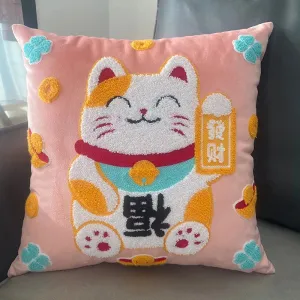 Luxury Lucky Cat Manekineko Plush Pillow Cushion