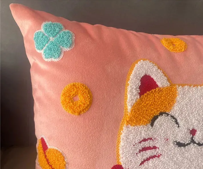 Luxury Lucky Cat Manekineko Plush Pillow Cushion
