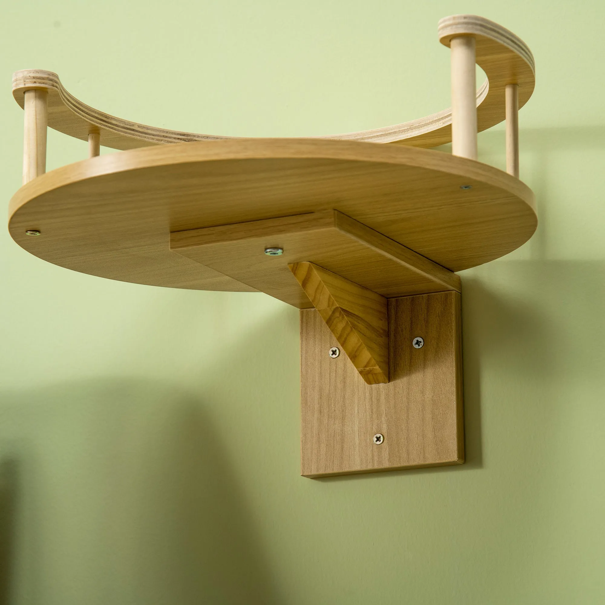 PawHut Cat Shelf Wall Mounted Cat Tree with Cushion, Guardrails 34 x 34 x 10.5cm