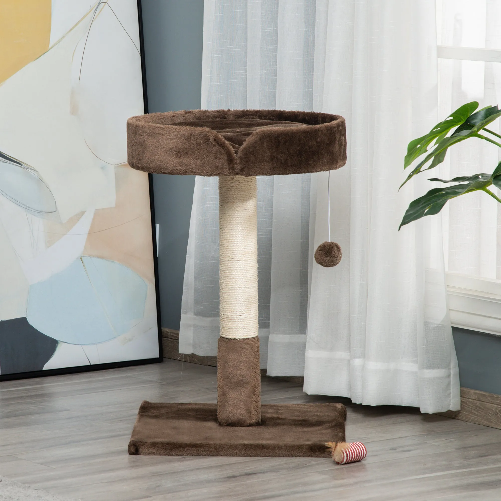 PawHut Small Cat Tree for Indoor Cats W/ Sisal Scratching Post Bed Cushion Toy