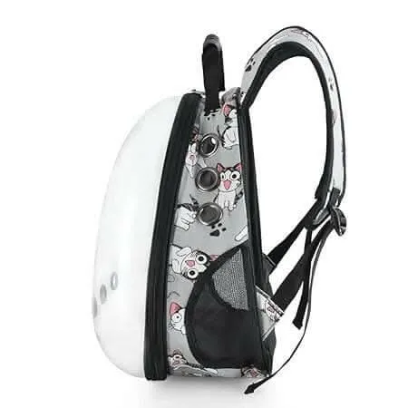 PetGains PGIE Panoramic Travel Carrier Carrying Space pet Backpack cat Bag (Blue Kitty Print)