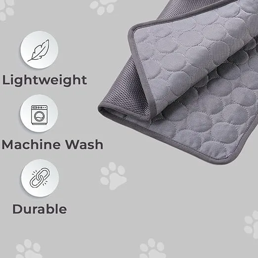 Petvit Rectangular Dog & Cat Bed|Premium Cool Ice Silk with Polyester with Bottom Mesh|Multi-Utility Self-Cooling Pad for Dog & Cat|Light-Weight & Durable Dog Bed|ZQCJ001DG-S|Dark Grey