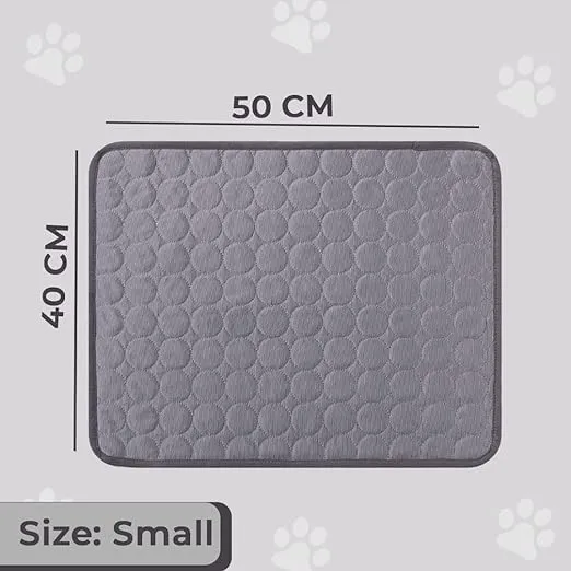 Petvit Rectangular Dog & Cat Bed|Premium Cool Ice Silk with Polyester with Bottom Mesh|Multi-Utility Self-Cooling Pad for Dog & Cat|Light-Weight & Durable Dog Bed|ZQCJ001DG-S|Dark Grey