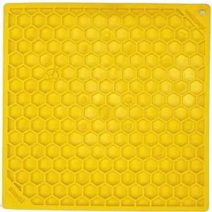 Yellow Honeycomb Slow Feeder Lick Mat for Dogs