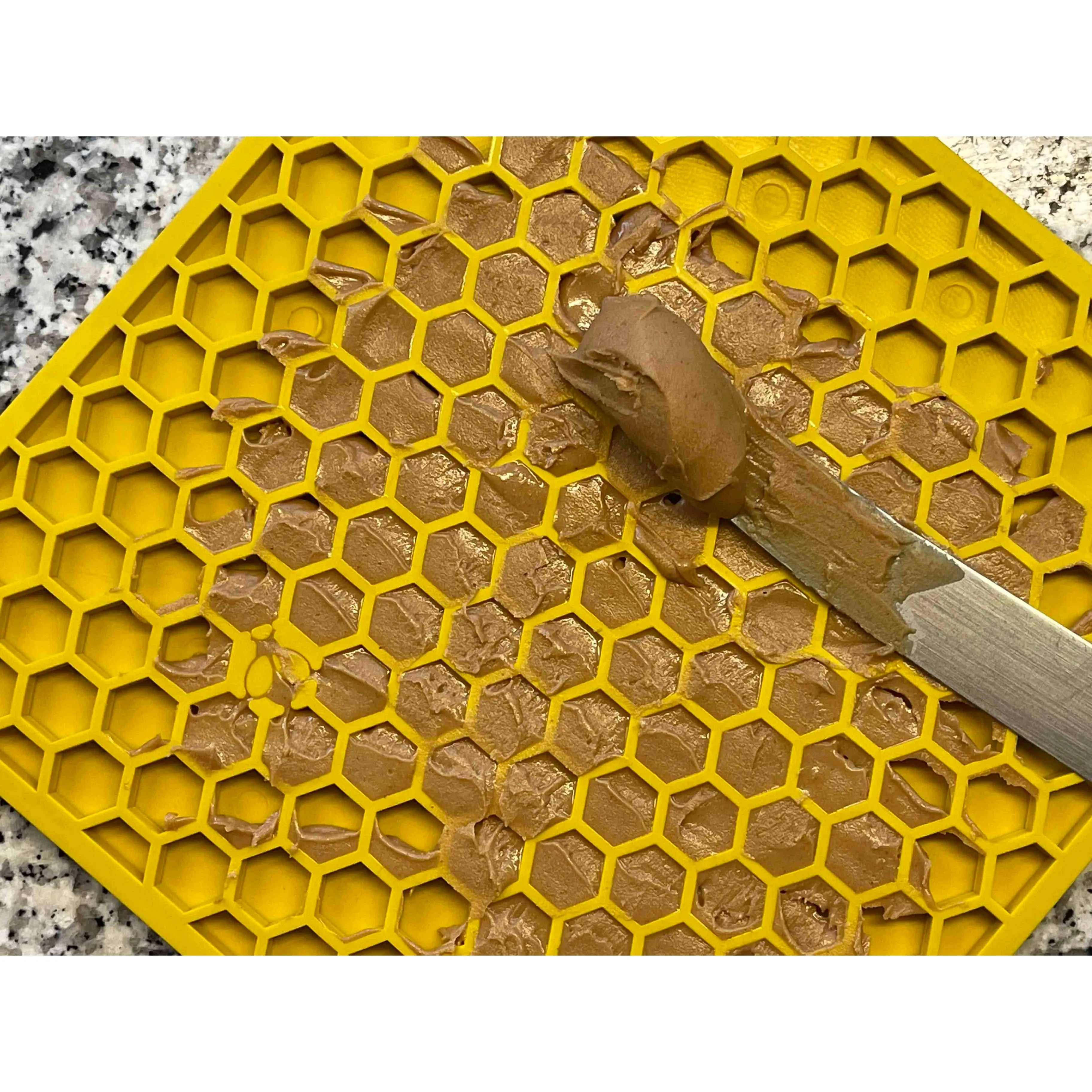 Yellow Honeycomb Slow Feeder Lick Mat for Dogs